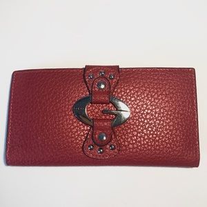 Guess Leather Long Wallet with Silver Hardware